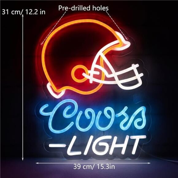 Coors LIGHT Beer Football LED Neon Sign Wall Decor Man Cave Restaurant Bar NEW - Picture 3 of 7
